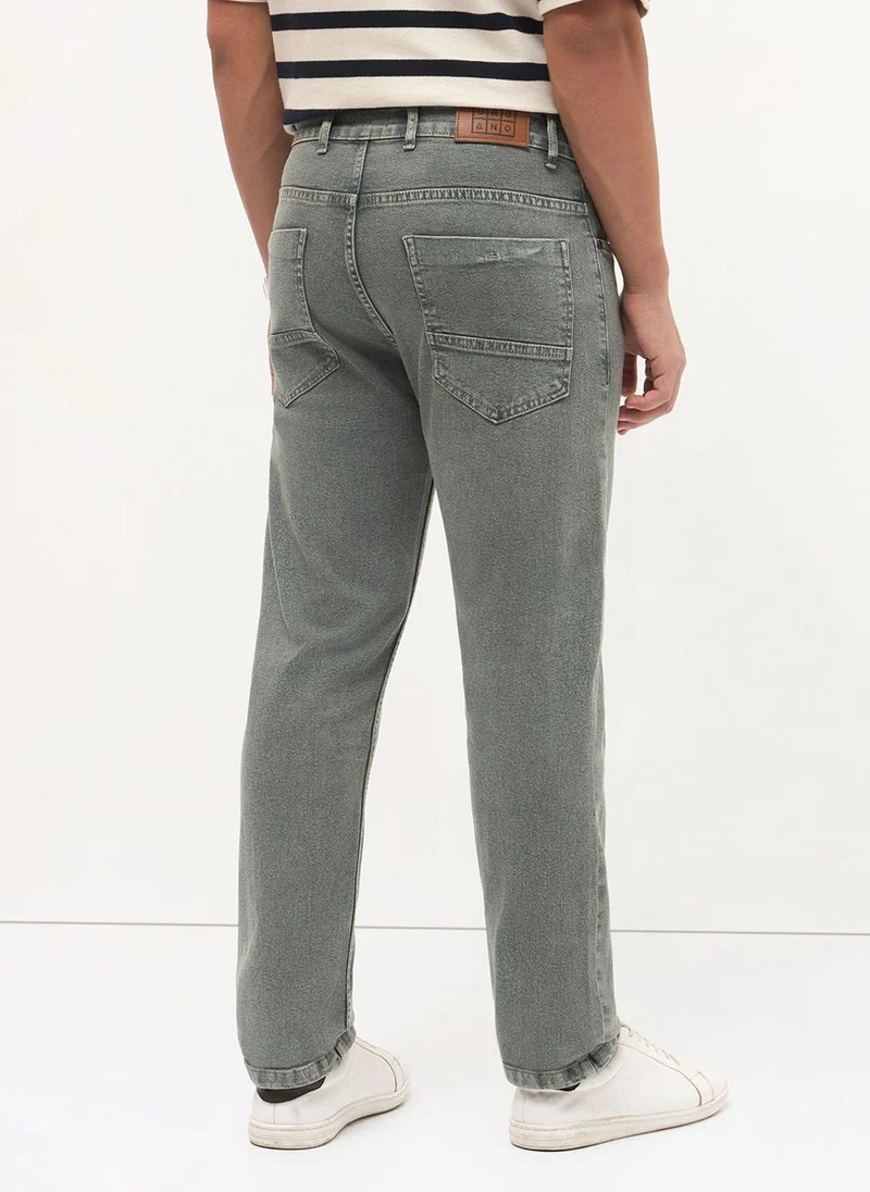 Urbano Fashion  Urbano Fashion Men's Light Grey Regular Fit Heavy Washed Denim Jeans Stretchable for Men | Best Price UAE